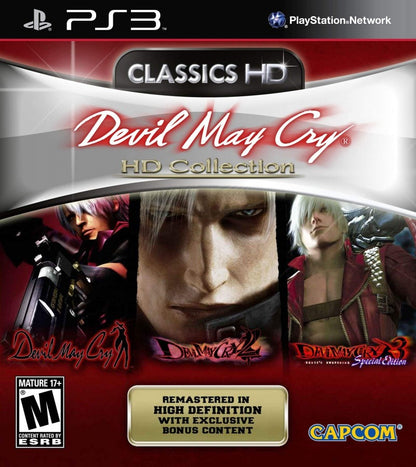 Devil May Cry HD Collection PlayStation 3 PS3 for retro video game enthusiasts featuring stylish action gameplay fast paced hack and slash combat iconic demon hunting adventures combo driven mechanics enhanced classic titles supernatural battles and collectible gaming appeal front cover 