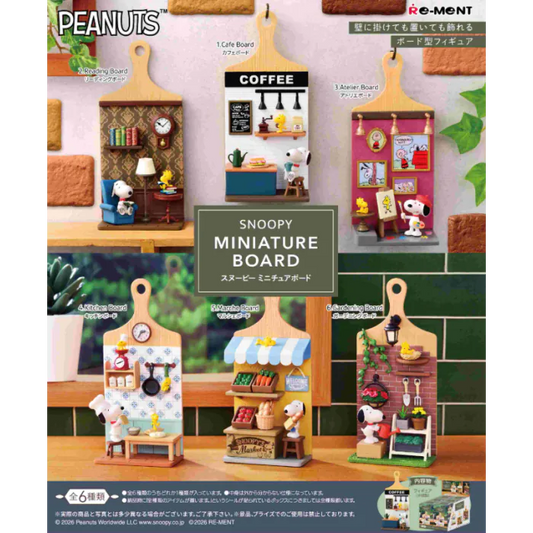 Re Ment Peanuts Snoopy miniature board blind box collectible tiny toy figure detailed playset mini replica comic strip character display piece for fans 