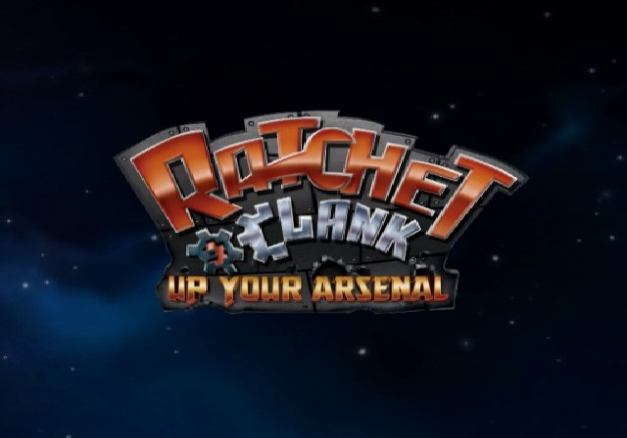 Ratchet & Clank: Up Your Arsenal – PlayStation 2 (PS2) video game title screen, 3D action platformer.