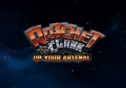 Ratchet & Clank: Up Your Arsenal – PlayStation 2 (PS2) video game title screen, 3D action platformer.
