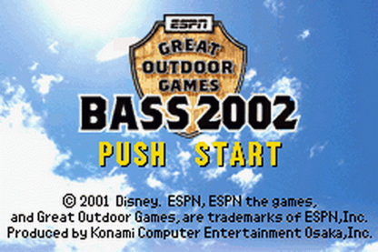 ESPN Great Outdoor Games Bass 2002 – Game Boy Advance (GBA) start menu for video game for GBA
