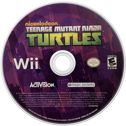 Teenage Mutant Ninja Turtles Nintendo Wii for action adventure video game fans featuring Leonardo Michelangelo Donatello and Raphael fast paced combat ninja moves enemy battles platforming challenges cooperative gameplay motion controls and classic TMNT entertainment collectible gaming appeal disc