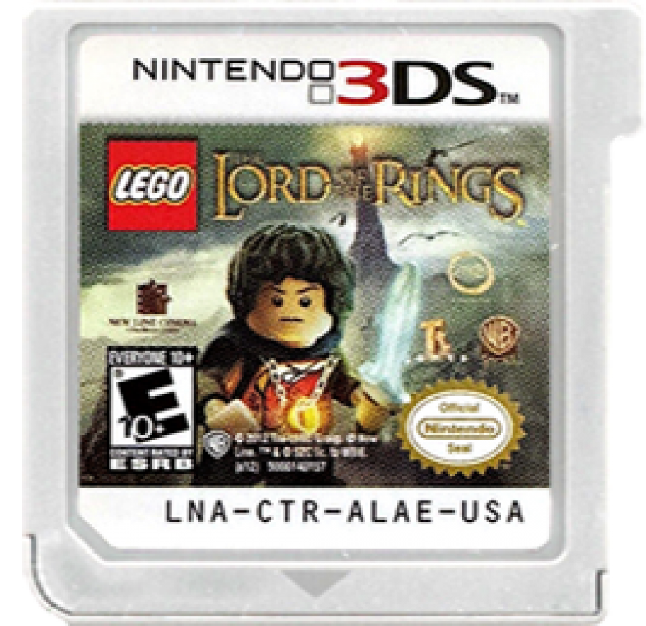 Lego Lord of the Rings 3DS game cartridge for the Nintendo 3DS system.