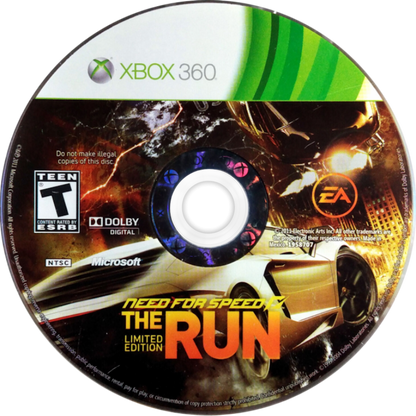 Need for Speed The Run racing video game featuring cinematic cross country street racing licensed supercars story driven campaign intense police chases and high speed arcade racing experience disc