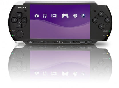 PlayStation Portable 3000 PSP 3000 Black JPN Japan Import Region Free handheld gaming console featuring a sleek black design portable gaming system UMD game support memory card compatibility vibrant widescreen display built-in controls Japanese import hardware region free gameplay and scratch and scuff condition collectible gaming appeal