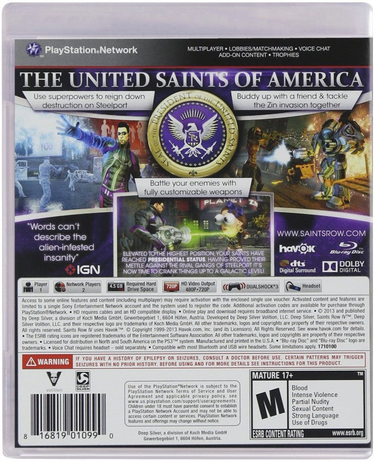 Saints Row IV back cover art for PlayStation 3 (PS3) video game