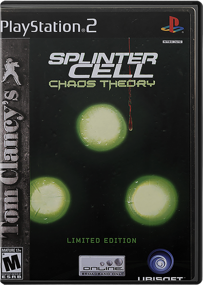 Tom Clancy's Splinter Cell: Chaos Theory – PlayStation 2 (PS2) video game cover image, stealth action.