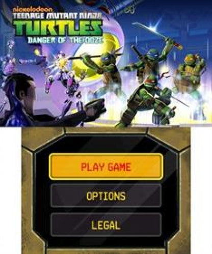 Teenage Mutant Ninja Turtles: Danger of the Ooze start screen for Nintendo 3DS (3DS) action adventure video game