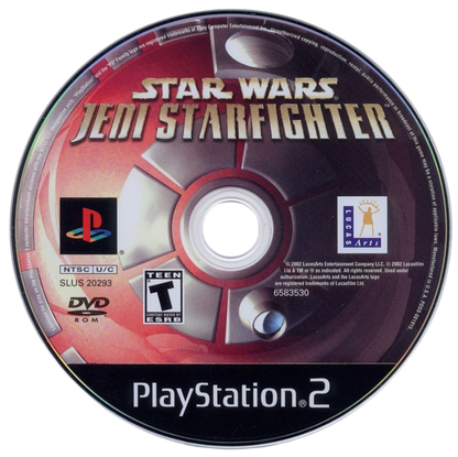 Star Wars: Jedi Starfighter – PlayStation 2 (PS2) video game disc, space combat action.