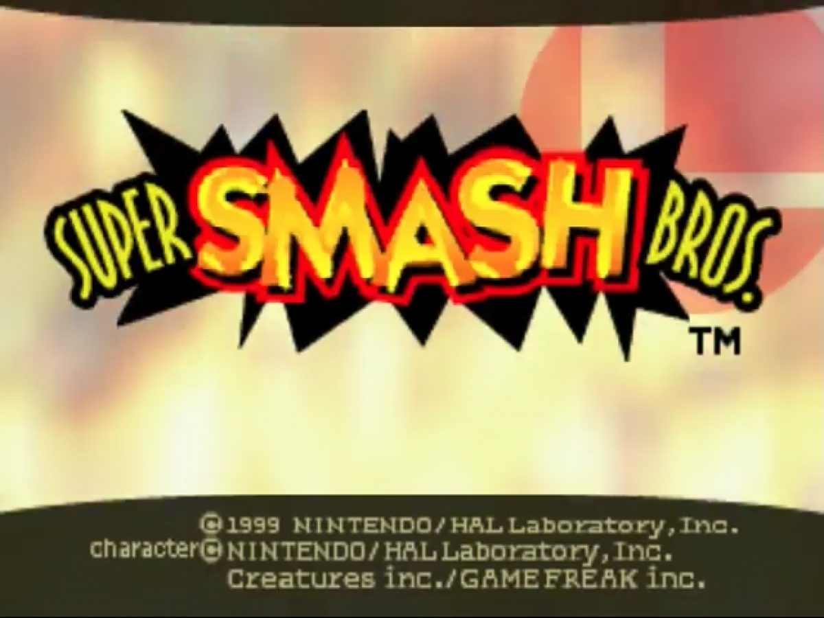 Super Smash Bros. title screen for Nintendo 64 (N64) video game