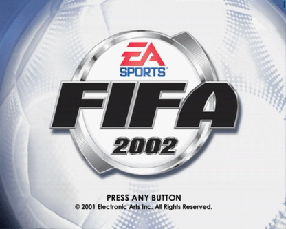 FIFA Soccer 2002 retro PlayStation 2 video game FIFA Soccer football sports simulation realistic gameplay multiplayer tournament mode console title PlayStation 2 release title screen