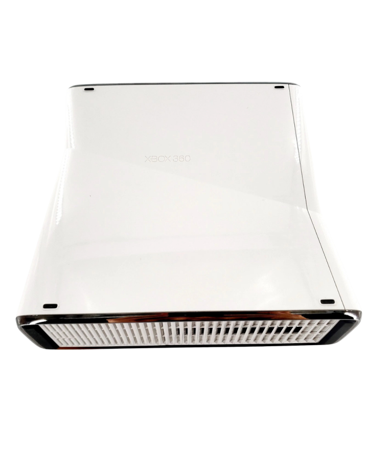 Retro Xbox 360 Slim 250GB console inspired design featuring sleek black Microsoft gaming system aesthetic seventh generation hardware compact matte finish redesigned cooling system disc drive storage focused home entertainment hub nostalgic HD era console presentation side 