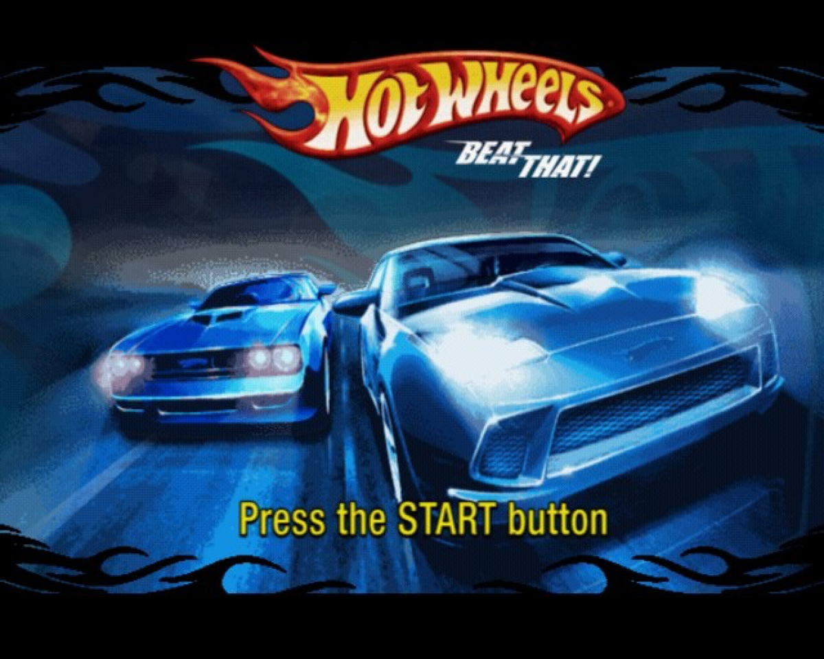 Hot Wheels: Beat That! title screen for Playstation 2 racing video game