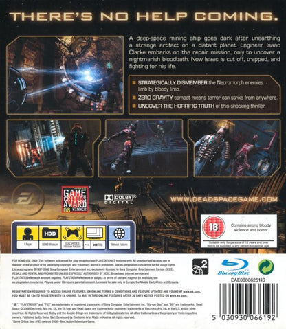 Dead Space [PAL Import] back cover art for PlayStation 3 (PS3) video game