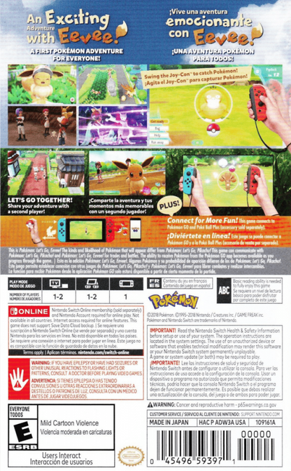 Pokemon: Let's Go Eevee back of box for Nintendo Switch (NS) video game