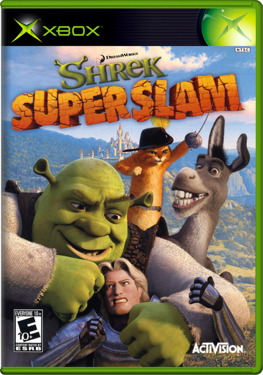 Shrek Superslam for Xbox (Xbox), cover art action fighting video game.