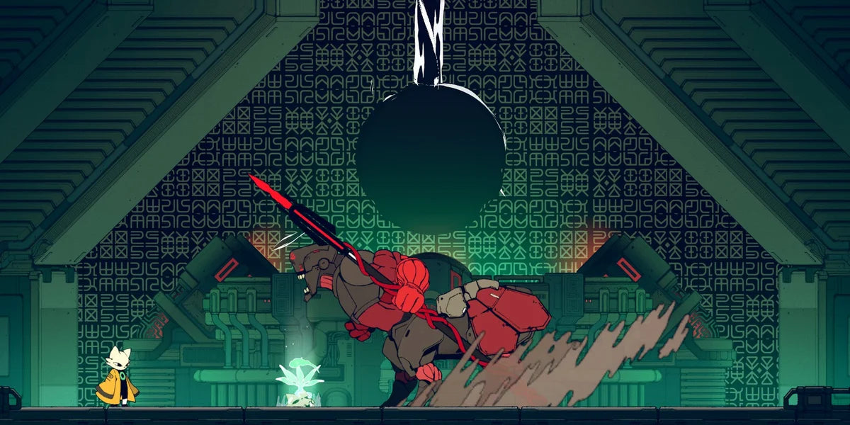 Nine Sols Nintendo Switch inspired design featuring hand drawn action platform adventure aesthetic futuristic Taopunk world precise combat challenging boss battles mystical sci fi mythology atmospheric exploration metroidvania gameplay presentation gameplay 