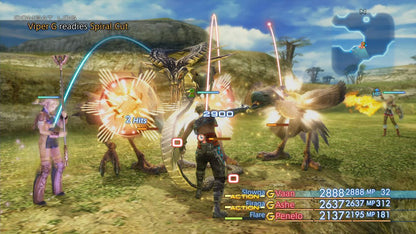 Final Fantasy XII from the Greatest Hits collection for the PlayStation 2 featuring open world style RPG gameplay with real time combat expansive fantasy world exploration and cinematic storytelling in the kingdom of Ivalice gameplay