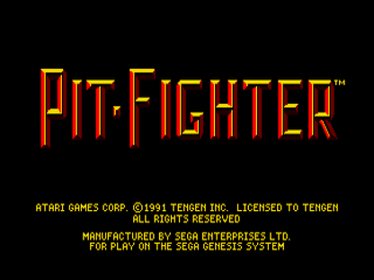 Pit Fighter title screen for Sega Genesis (GEN) video game