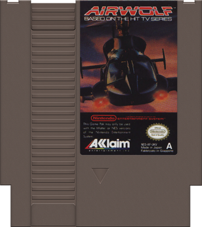 Airwolf cartridge for Nintendo Entertainment System (NES) retro video game