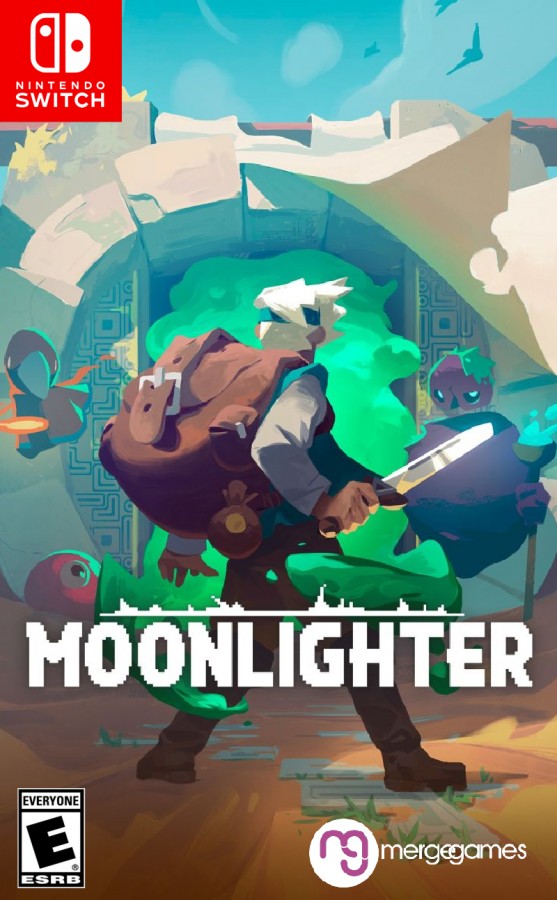 Moonlighter retro Nintendo Switch video game Moonlighter action RPG dungeon crawling shop management fantasy adventure pixel art gameplay console title Nintendo Switch release cover art