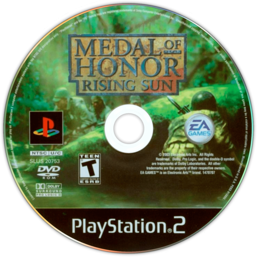 Medal of Honor Rising Sun disc art for PlayStation 2 (PS2) video game