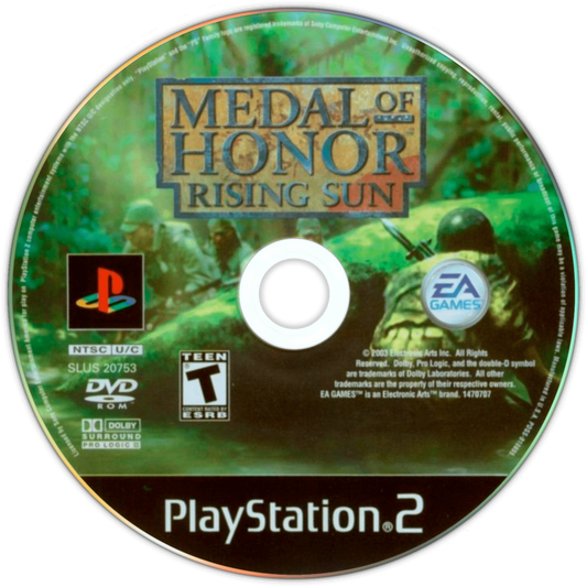 Medal of Honor Rising Sun disc art for PlayStation 2 (PS2) video game