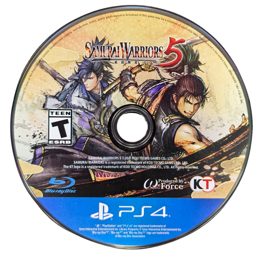 Samurai Warriors 5 for PlayStation 4 (PS4) at Gamers INC, featuring a bold reimagining of the series with stylized ink-brush visuals, exhilarating 1-vs-1000 battles, and a refreshed story centered on Nobunaga Oda and Mitsuhide Akechi during Japan’s Sengoku era disc