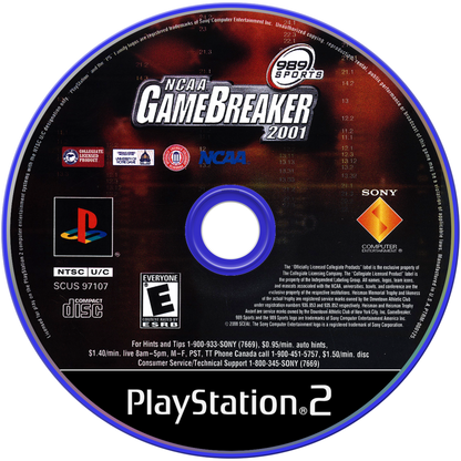 NCAA GameBreaker 2001 – PlayStation 2 (PS2) college football sports video game disc
