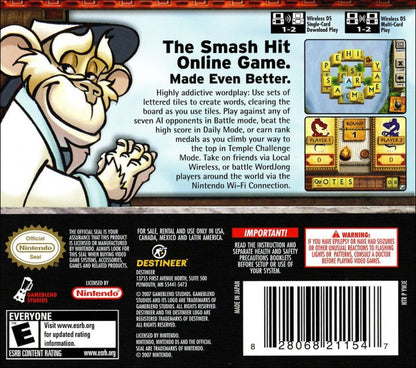 WordJong back of case for Nintendo DS (DS) puzzle word video game