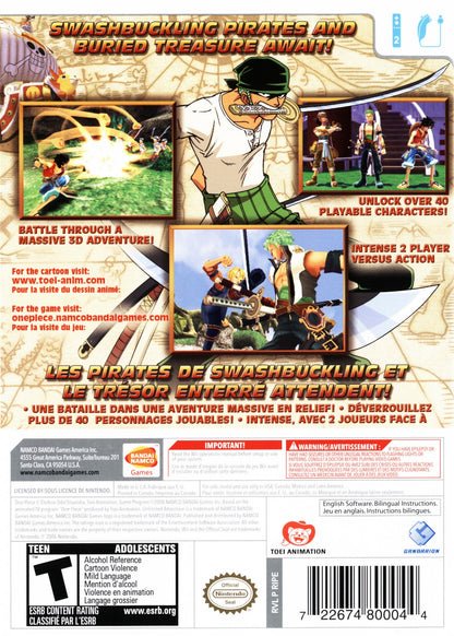 One Piece: Unlimited Adventure – Nintendo Wii (Wii) anime action-adventure role-playing video game back of case