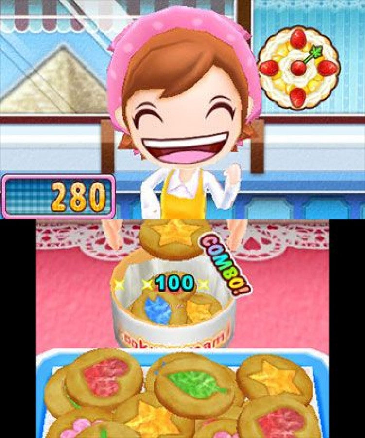 Cooking Mama Sweet Shop Nintendo 3DS 3DS gameplay for retro video game enthusiasts featuring casual cooking simulation gameplay sweet shop dessert making activities mini game based mechanics touch screen interactions colorful family friendly presentation and portable handheld casual gaming experience and collectible gaming appeal