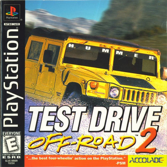 Test Drive Off-Road 2 game for the PlayStation featuring off road racing gameplay with trucks and SUVs rugged terrain environments multiple race modes and arcade style handling across dirt tracks mud and outdoor courses front cover