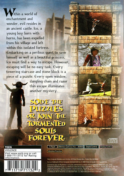 Ico back cover art for Playstation 2 (PS2) video game