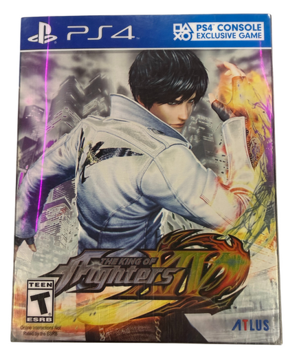 The King of Fighters XIV Steelbook Edition PS4 fighting game featuring team based combat robust roster of classic SNK characters dynamic 3D arenas online multiplayer modes and premium steelbook collectible packaging for Sony PlayStation 4 fans cover