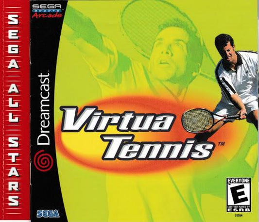 Virtua Tennis Sega All Stars Sega Dreamcast video game, arcade-style tennis sports action, multiplayer gameplay, classic SEGA console title front cover