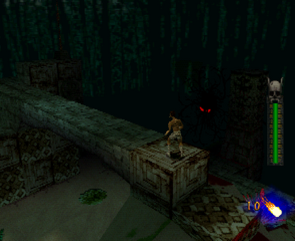 Akuji the Heartless PlayStation 1 PS1 for action adventure retro video game fans featuring voodoo mythology dark fantasy exploration hack and slash combat supernatural enemies atmospheric environments cinematic gameplay collectible gaming appeal gameplay