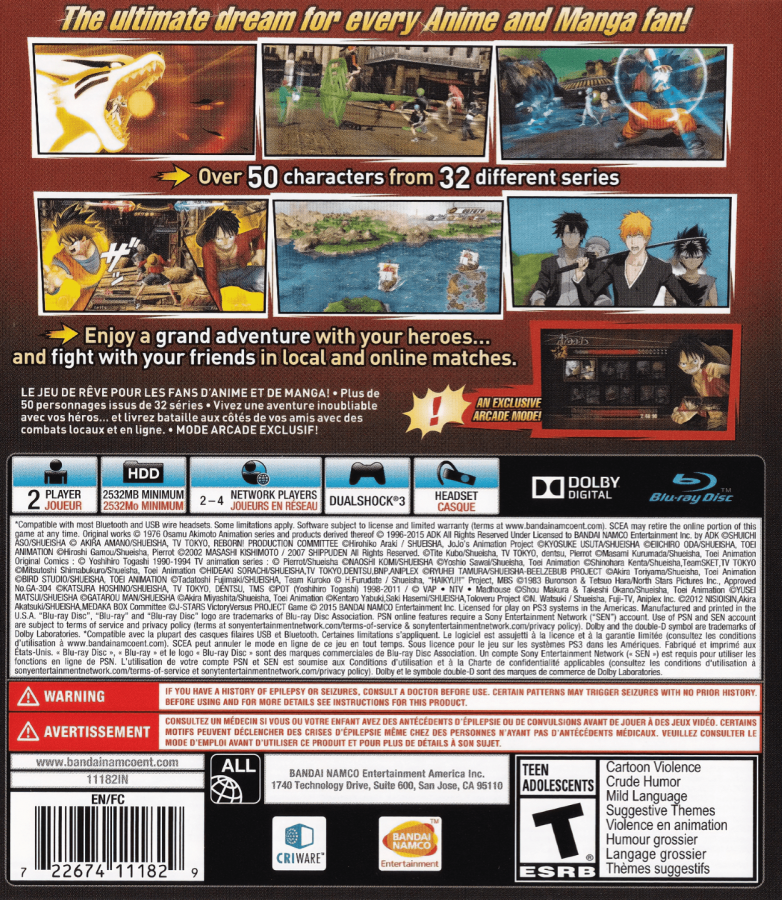 J Stars Victory VS Plus back cover art for PlayStation 3 (PS3) video game