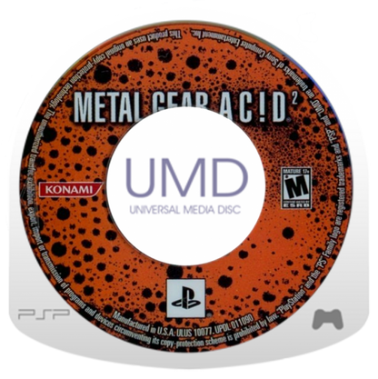 Metal Gear Acid 2 PlayStation Portable PSP for tactical strategy video game fans featuring card based combat stealth espionage missions strategic deck building turn based gameplay Solid Snake action futuristic military storyline unique Metal Gear experience collectible gaming appeal UMD disc