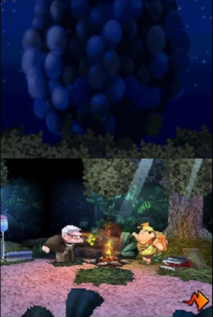 Disney Pixar Up for Nintendo DS with adventure gameplay following Carl, Russell, and Dug through exotic wilderness quests gameplay