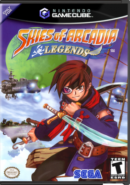 Skies of Arcadia Legends cover art for Nintendo GameCube (GC) fantasy RPG adventure video game