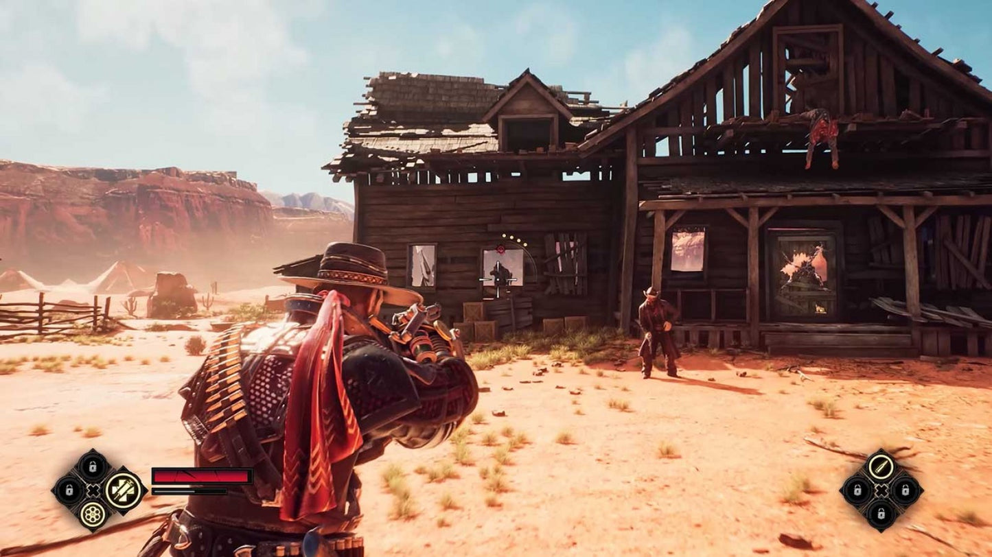 Evil West PlayStation 5 third-person action vampire hunting supernatural Wild West setting brutal combat gadgets co-op mode Focus Entertainment gameplay screenshot