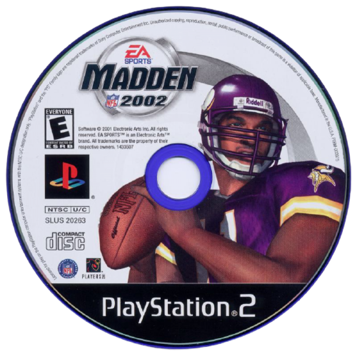 Madden NFL 2002 disc art for PlayStation 2 (PS2) sports video game