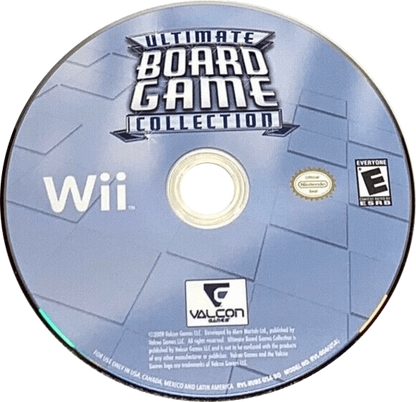 Ultimate Board Game Collection disc art for Nintendo Wii (Wii) featuring classic board and parlor games like chess, checkers, backgammon, and more, all playable with motion‑controlled family fun. 