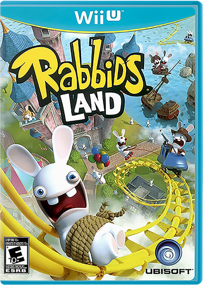 Rabbids Land party game retro video game for Nintendo Wii U (Wii U), featuring the mischievous Rabbids in a theme-park adventure cover art