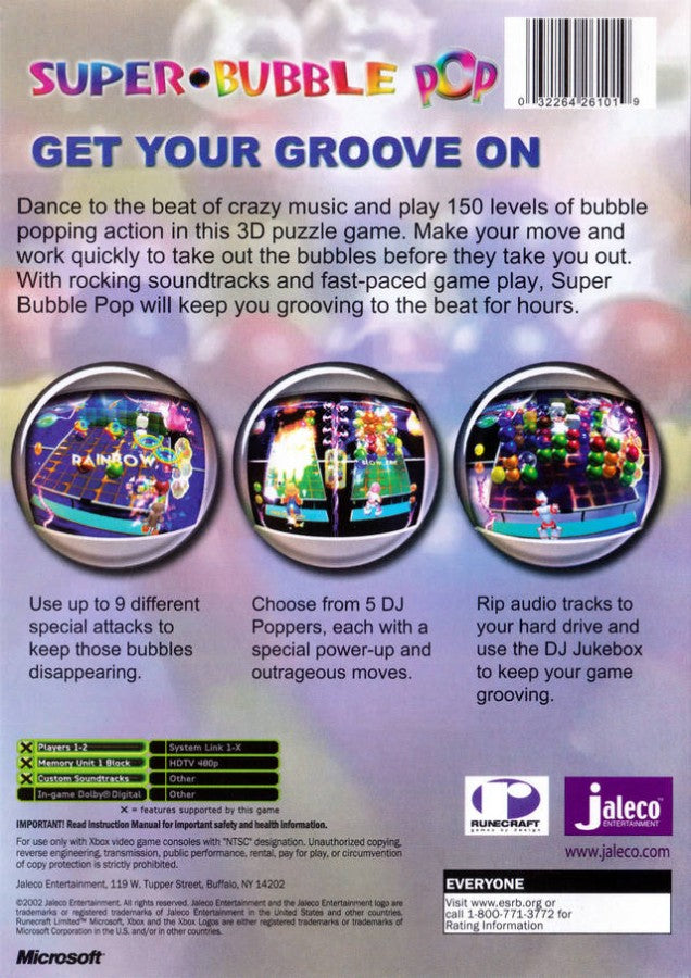 Super Bubble Pop back cover art for Xbox (XBOX) video game