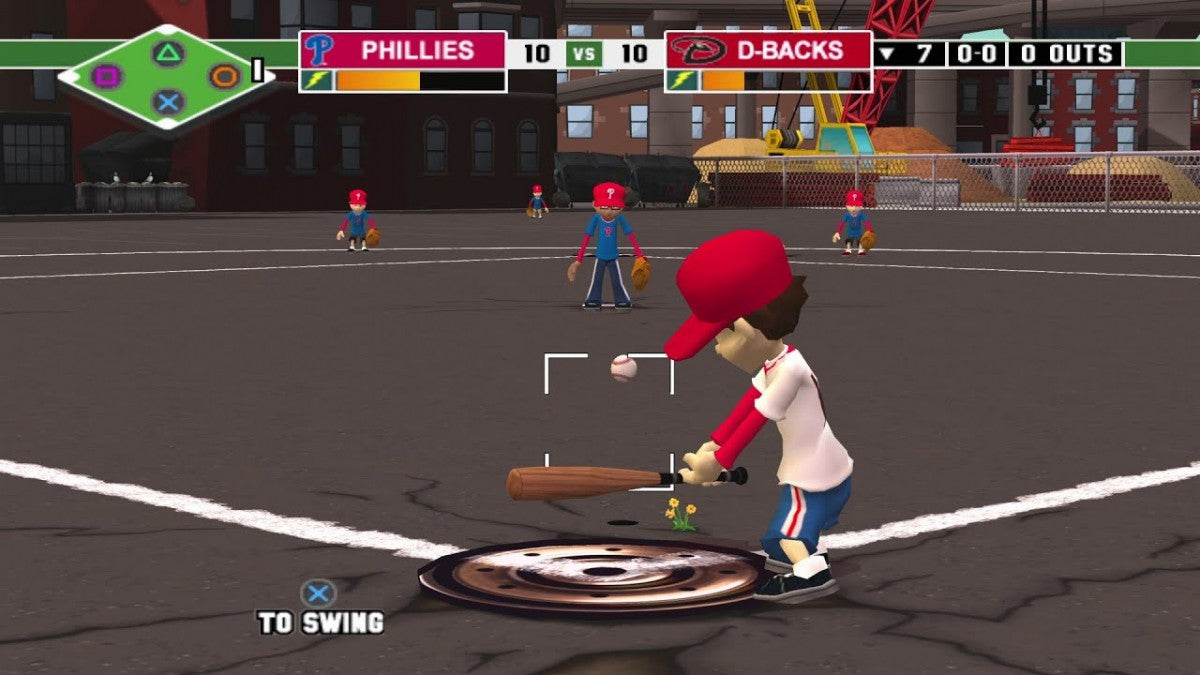 Backyard Baseball game for the PlayStation 2 featuring arcade style baseball gameplay with kid friendly characters real MLB players and fun backyard fields with accessible controls and multiplayer modes gameplay 