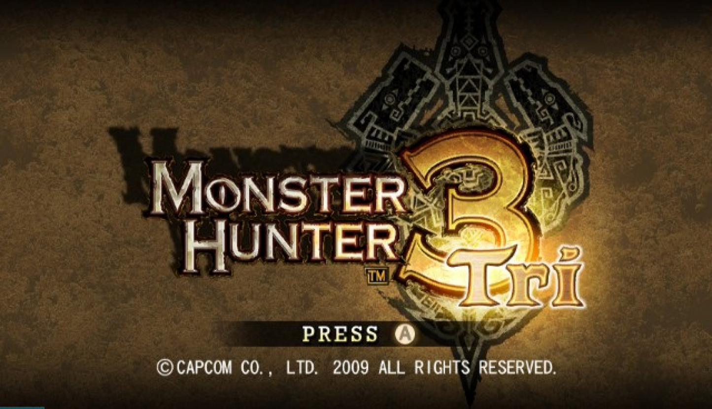 Monster Hunter Tri title screen for Nintendo Wii (Wii) video game