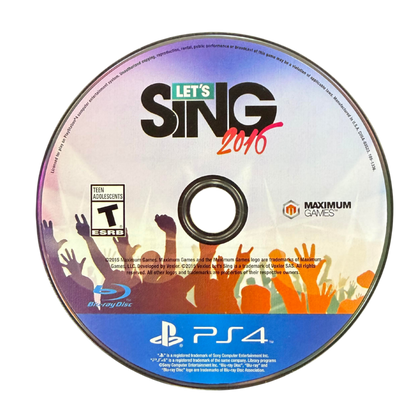 Let’s Sing 2016 PS4 Sony PlayStation 4 karaoke music singing game party rhythm gameplay microphone support vocal performance solo duet multiplayer song list pop hits music challenge scoring system entertainment game PlayStation 4 software video game title disc