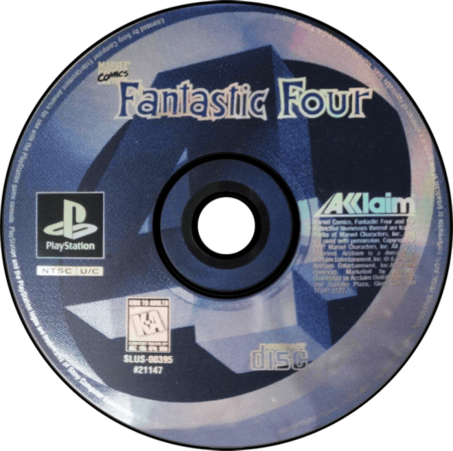 Fantastic Four retro superhero action beat 'em up game for PlayStation 1 (PS1) disc